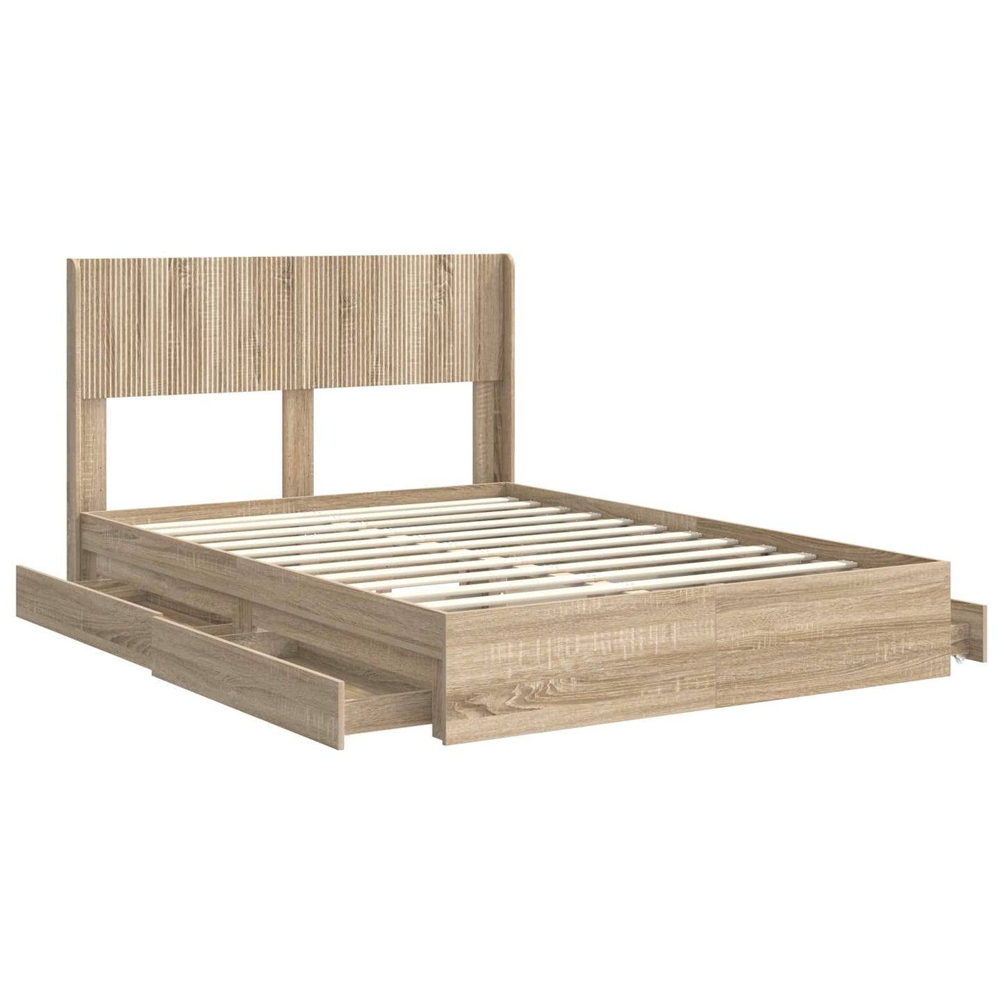 Bed Frame with Storage and Headboard Sonoma Oak 160 x 200 cm