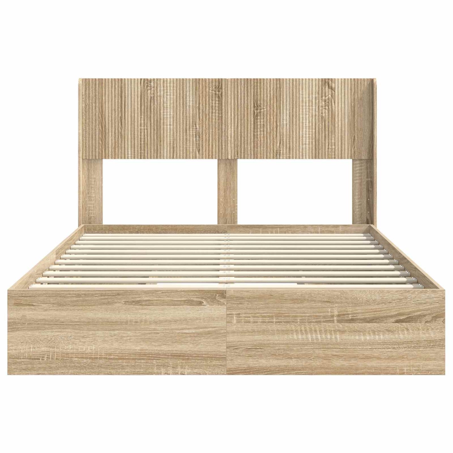 Bed Frame with Storage and Headboard Sonoma Oak 160 x 200 cm