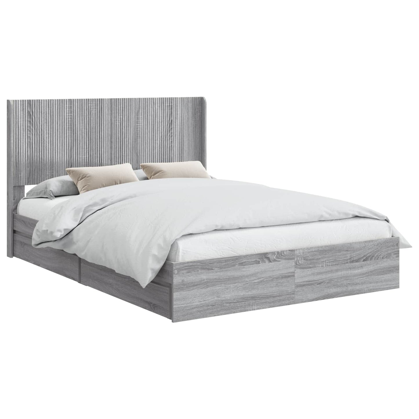 Bed Frame with Storage and Headboard Grey Sonoma 160 x 200 cm