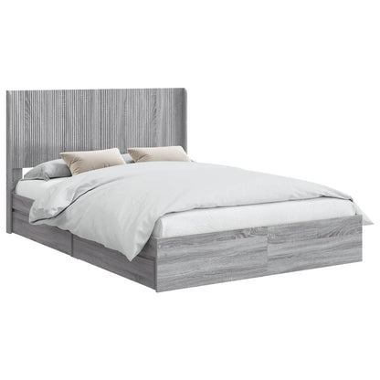 Bed Frame with Storage and Headboard Grey Sonoma 160 x 200 cm