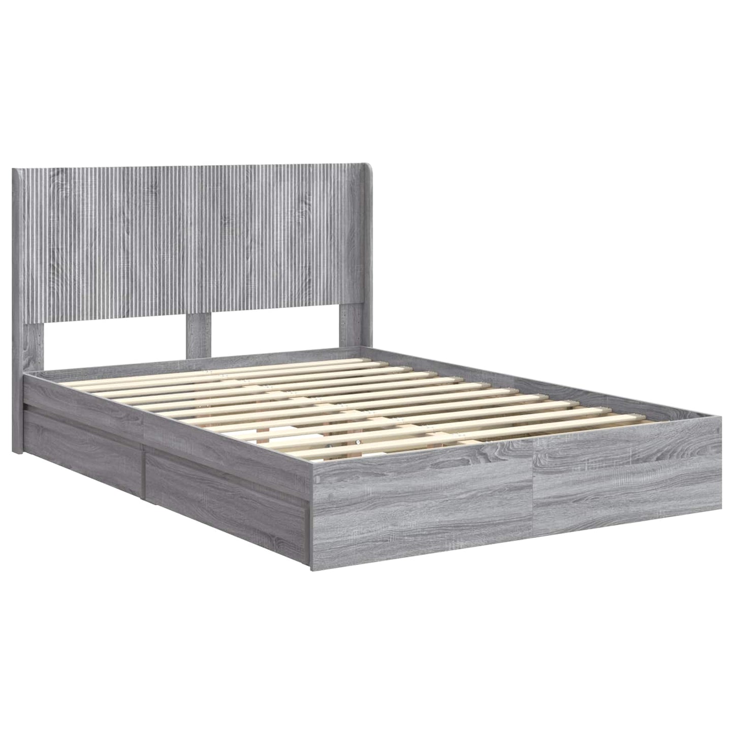 Bed Frame with Storage and Headboard Grey Sonoma 160 x 200 cm