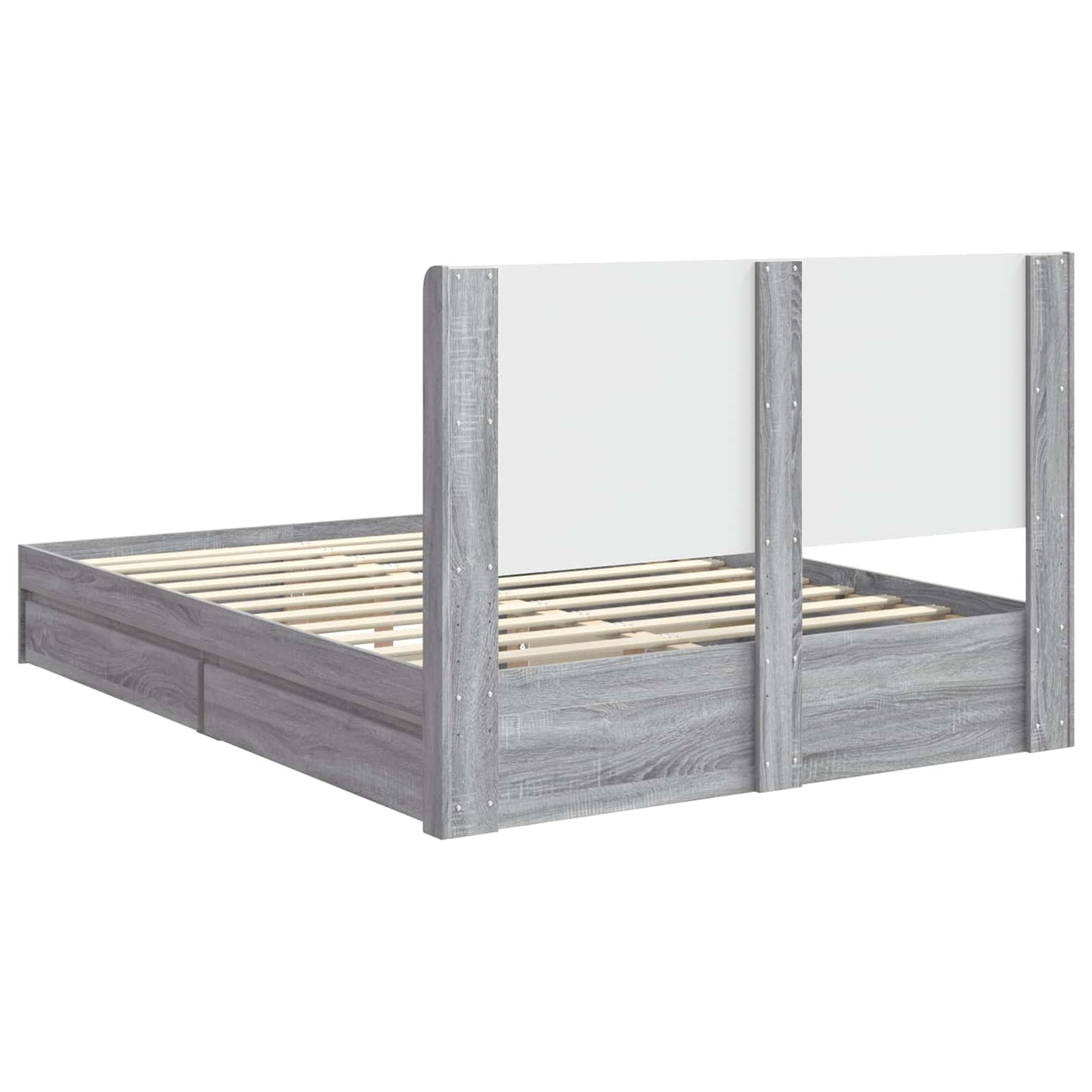 Bed Frame with Storage and Headboard Grey Sonoma 160 x 200 cm