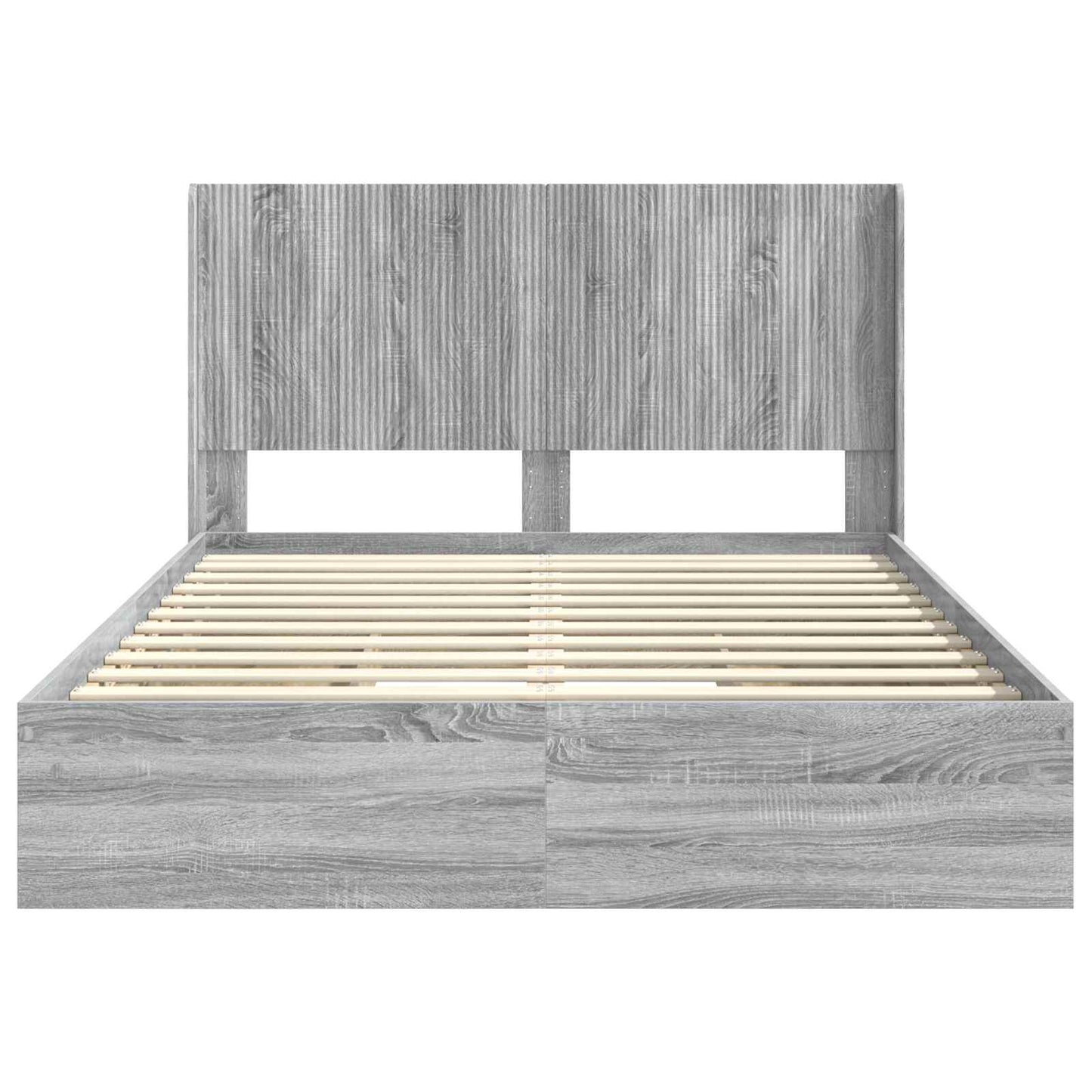 Bed Frame with Storage and Headboard Grey Sonoma 160 x 200 cm