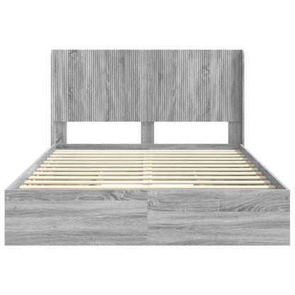 Bed Frame with Storage and Headboard Grey Sonoma 160 x 200 cm