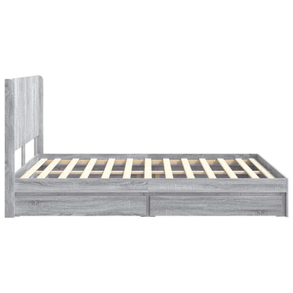 Bed Frame with Storage and Headboard Grey Sonoma 160 x 200 cm