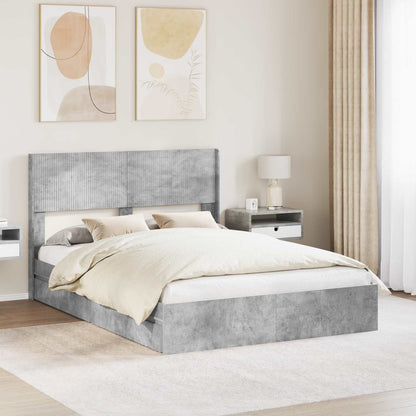 Bed Frame with Storage and Headboard Concrete Grey 150 x 200 cm