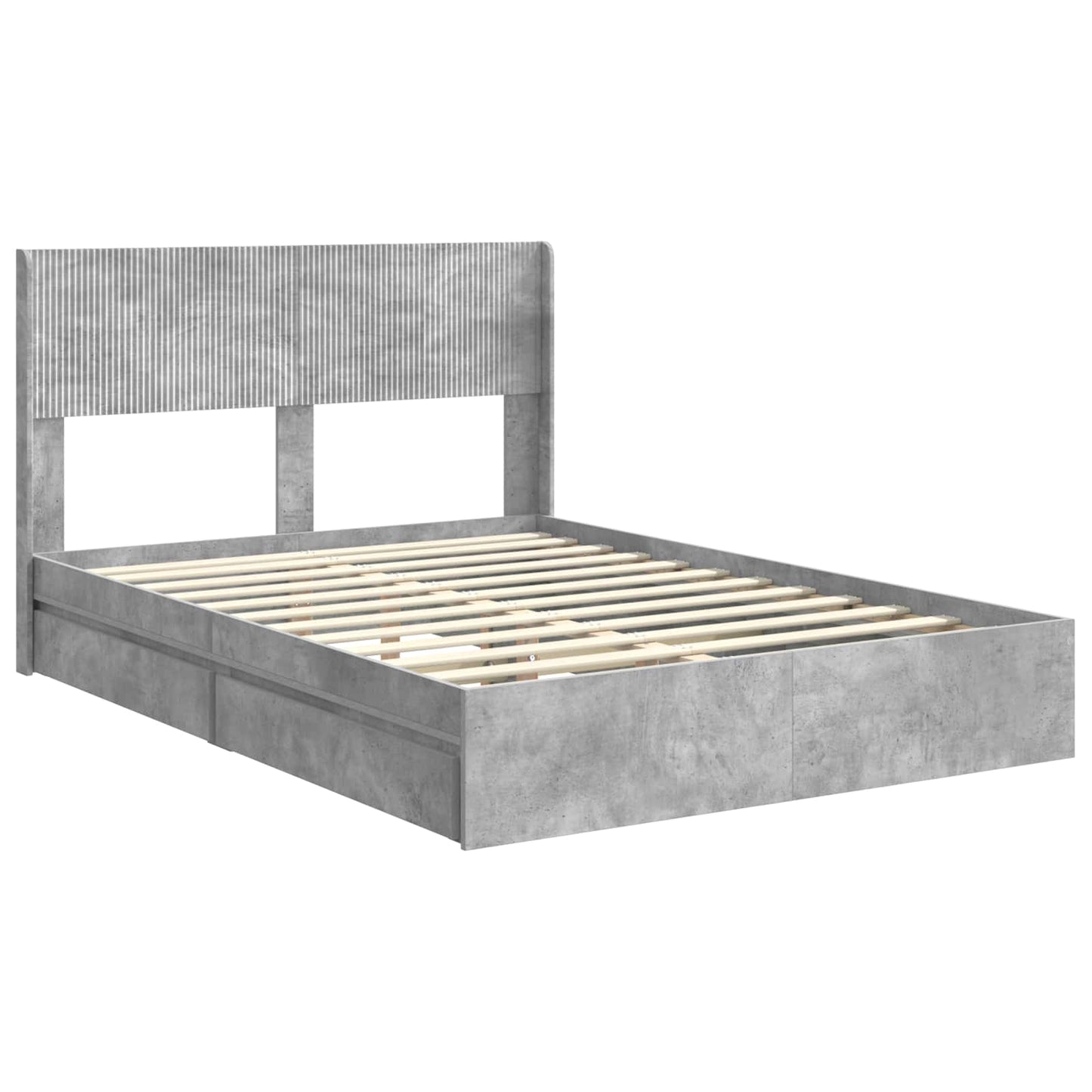 Bed Frame with Storage and Headboard Concrete Grey 150 x 200 cm