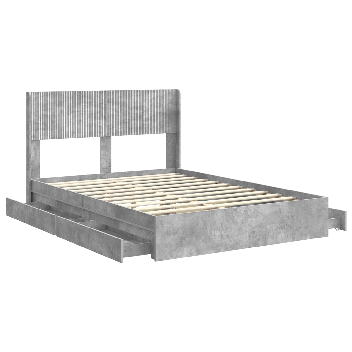 Bed Frame with Storage and Headboard Concrete Grey 150 x 200 cm