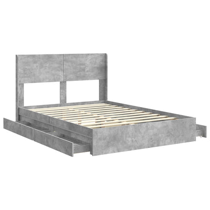Bed Frame with Storage and Headboard Concrete Grey 150 x 200 cm