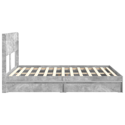 Bed Frame with Storage and Headboard Concrete Grey 150 x 200 cm