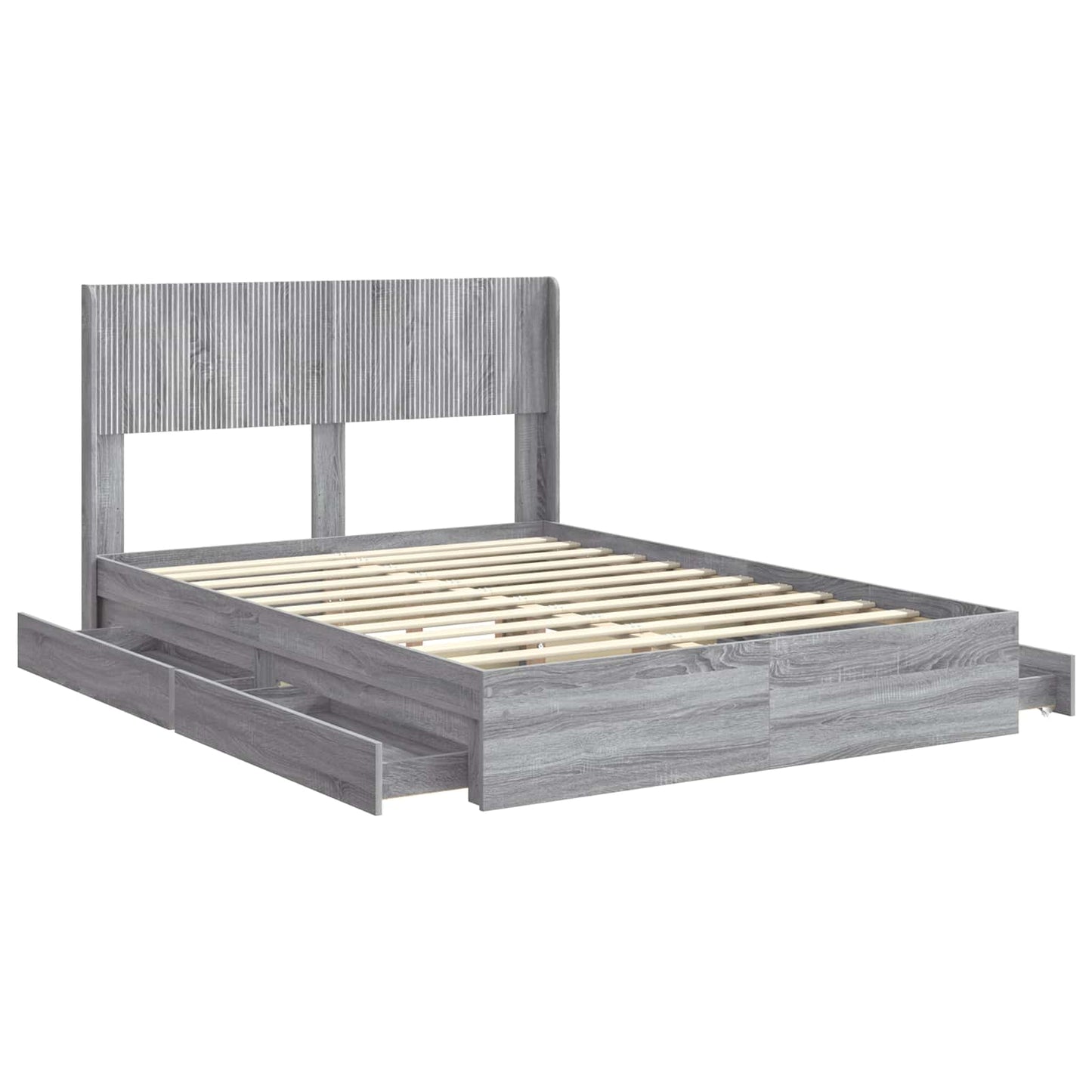 Bed Frame with Storage and Headboard Grey Sonoma 150 x 200 cm