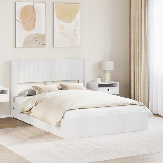 Bed Frame with Storage and Headboard White 140 x 200 cm