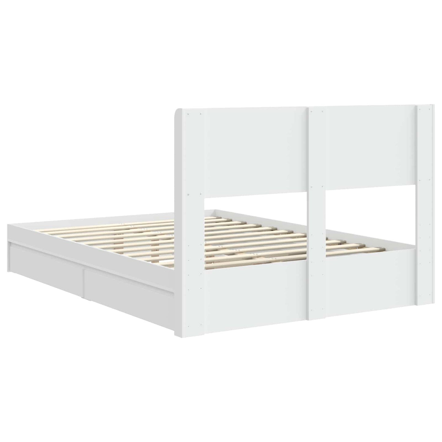 Bed Frame with Storage and Headboard White 140 x 200 cm