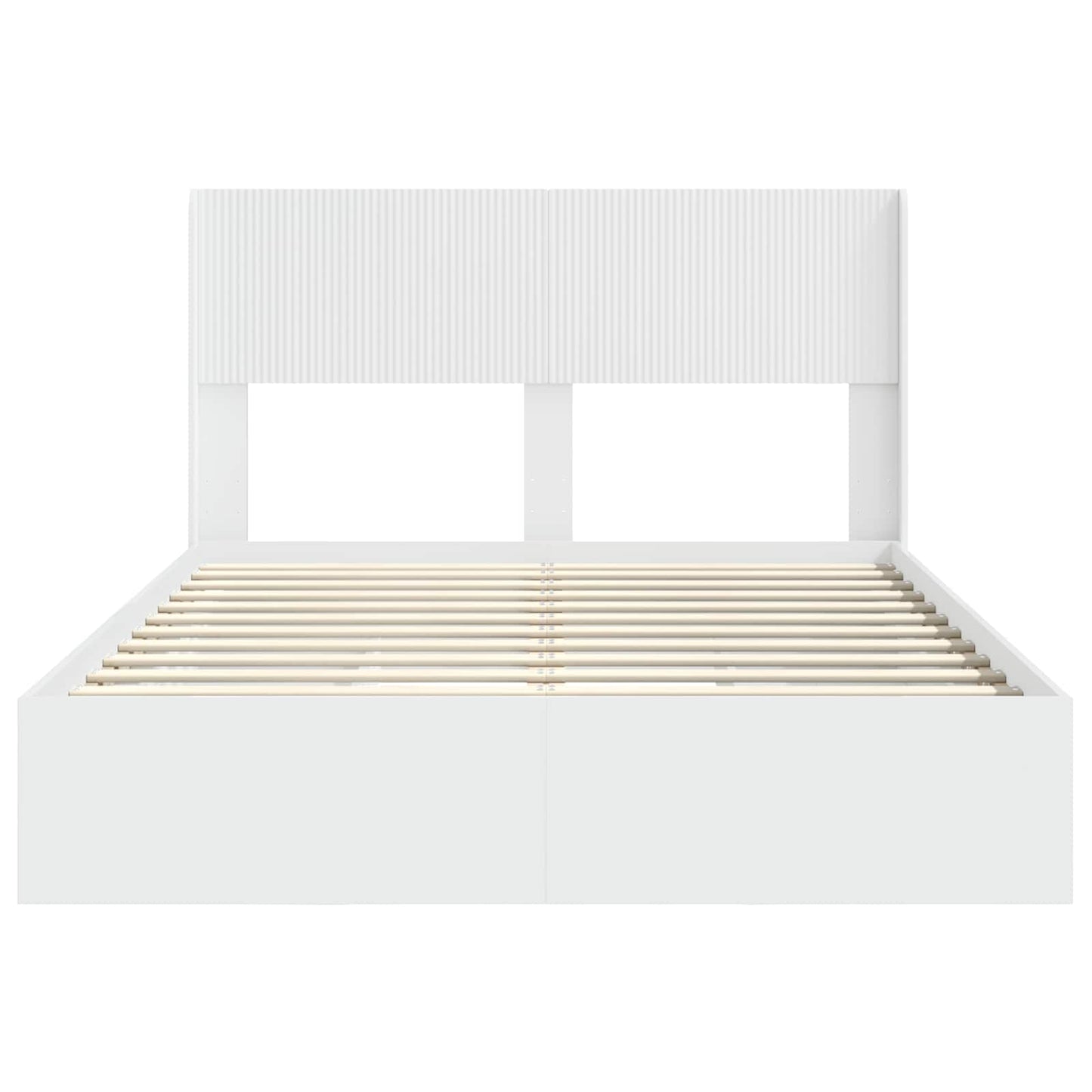 Bed Frame with Storage and Headboard White 140 x 200 cm
