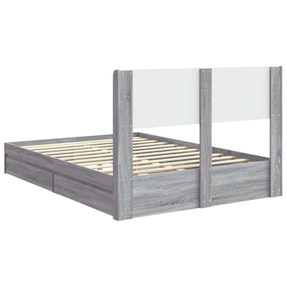 Bed Frame with Storage and Headboard Grey Sonoma 140 x 200 cm