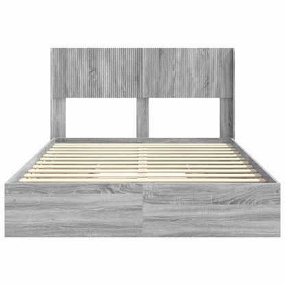 Bed Frame with Storage and Headboard Grey Sonoma 140 x 200 cm