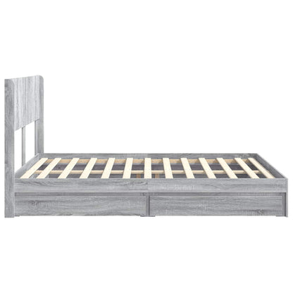 Bed Frame with Storage and Headboard Grey Sonoma 140 x 200 cm