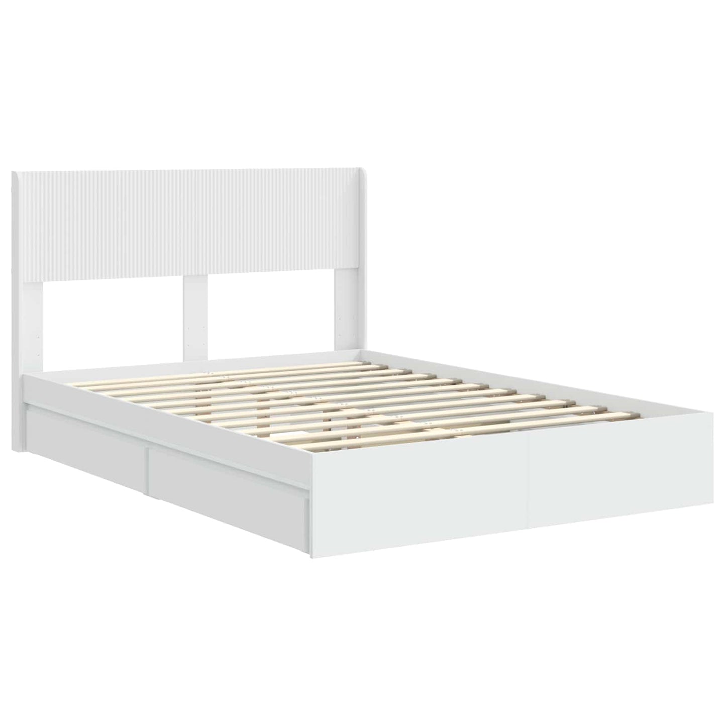 Bed Frame with Storage and Headboard White 140 x 190 cm