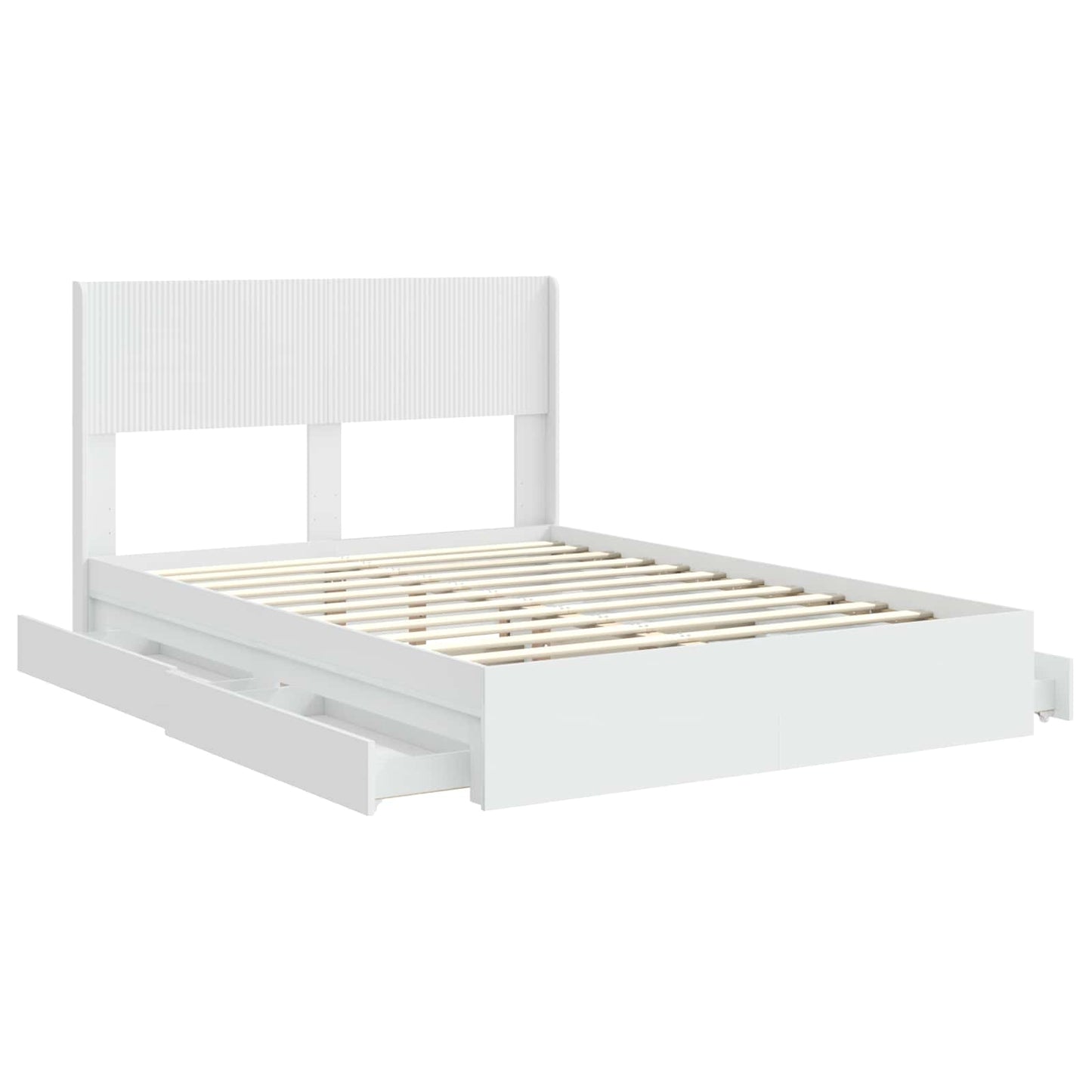 Bed Frame with Storage and Headboard White 140 x 190 cm