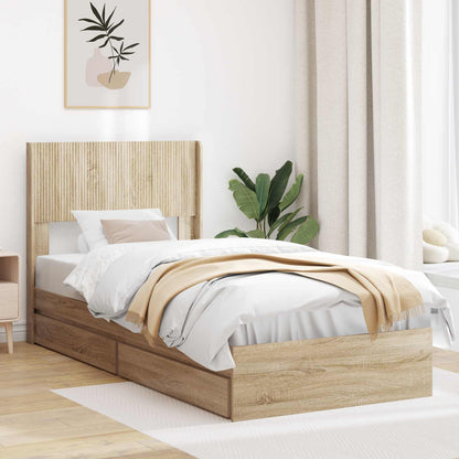 Bed Frame with Storage and Headboard Sonoma Oak 100 x 200 cm