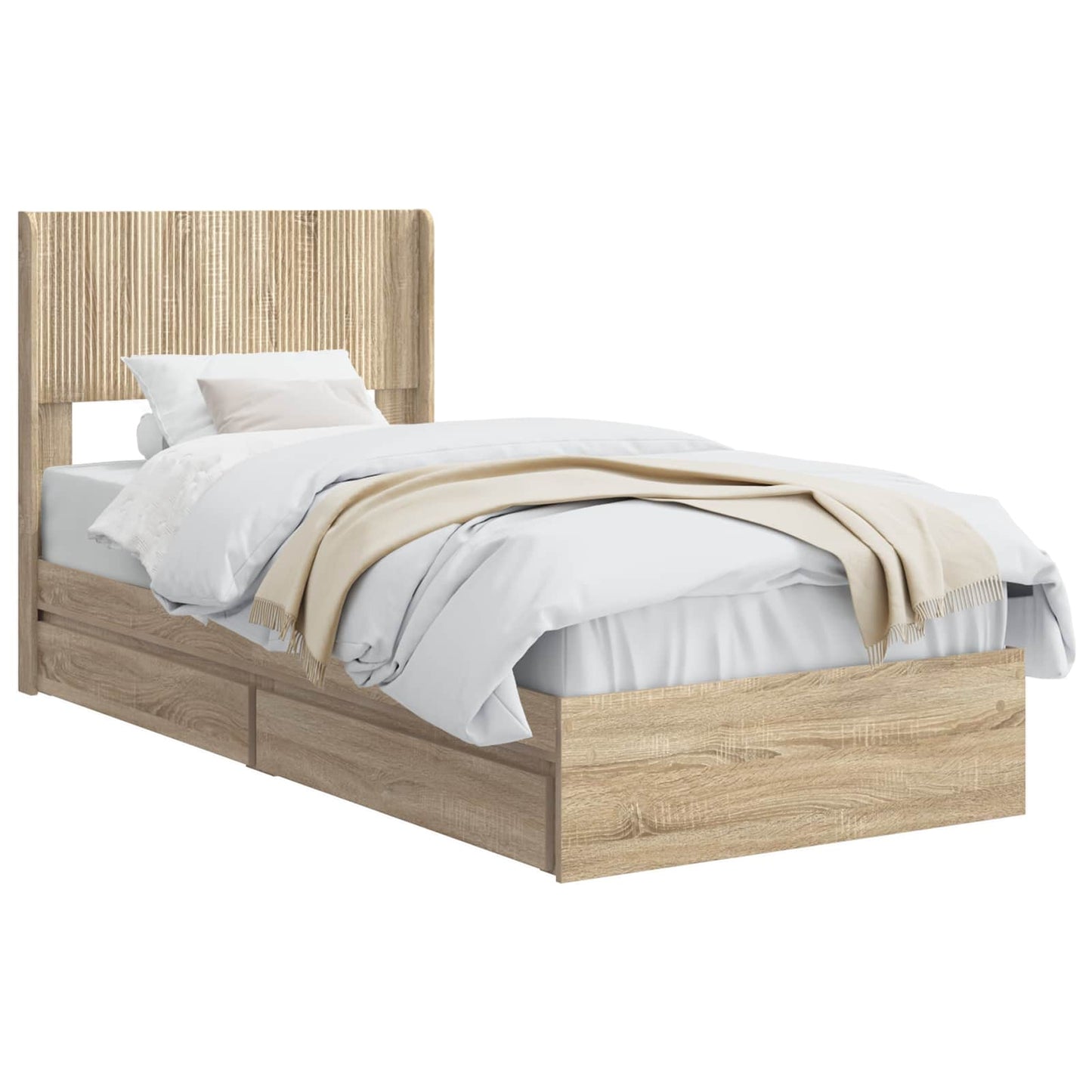 Bed Frame with Storage and Headboard Sonoma Oak 100 x 200 cm
