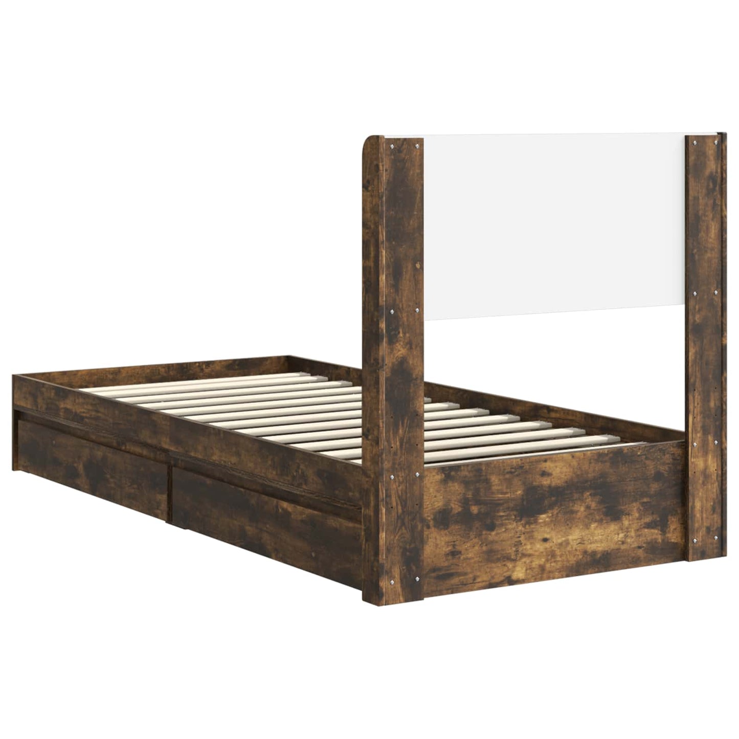 Bed Frame with Storage and Headboard Smoked Oak 100 x 200 cm