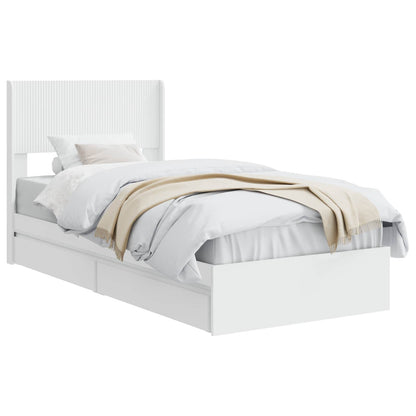Bed Frame with Storage and Headboard White 90 x 200 cm