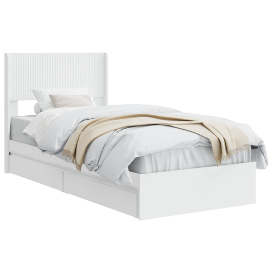 Bed Frame with Storage and Headboard White 90 x 200 cm