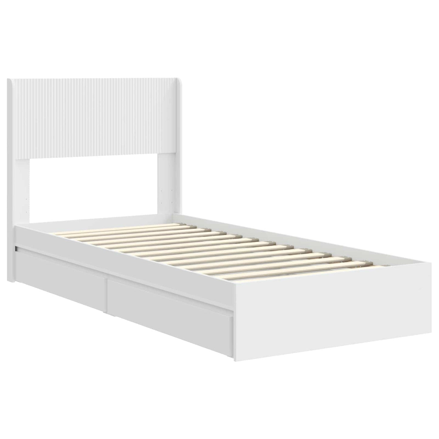 Bed Frame with Storage and Headboard White 90 x 200 cm