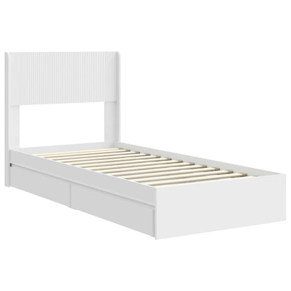 Bed Frame with Storage and Headboard White 90 x 200 cm