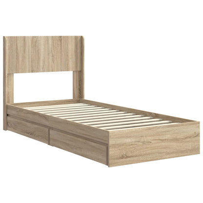 Bed Frame with Storage and Headboard Sonoma Oak 90 x 200 cm