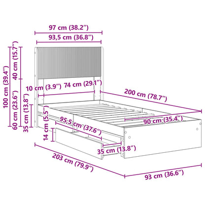 Bed Frame with Storage and Headboard 3 pcs Engineered Wood