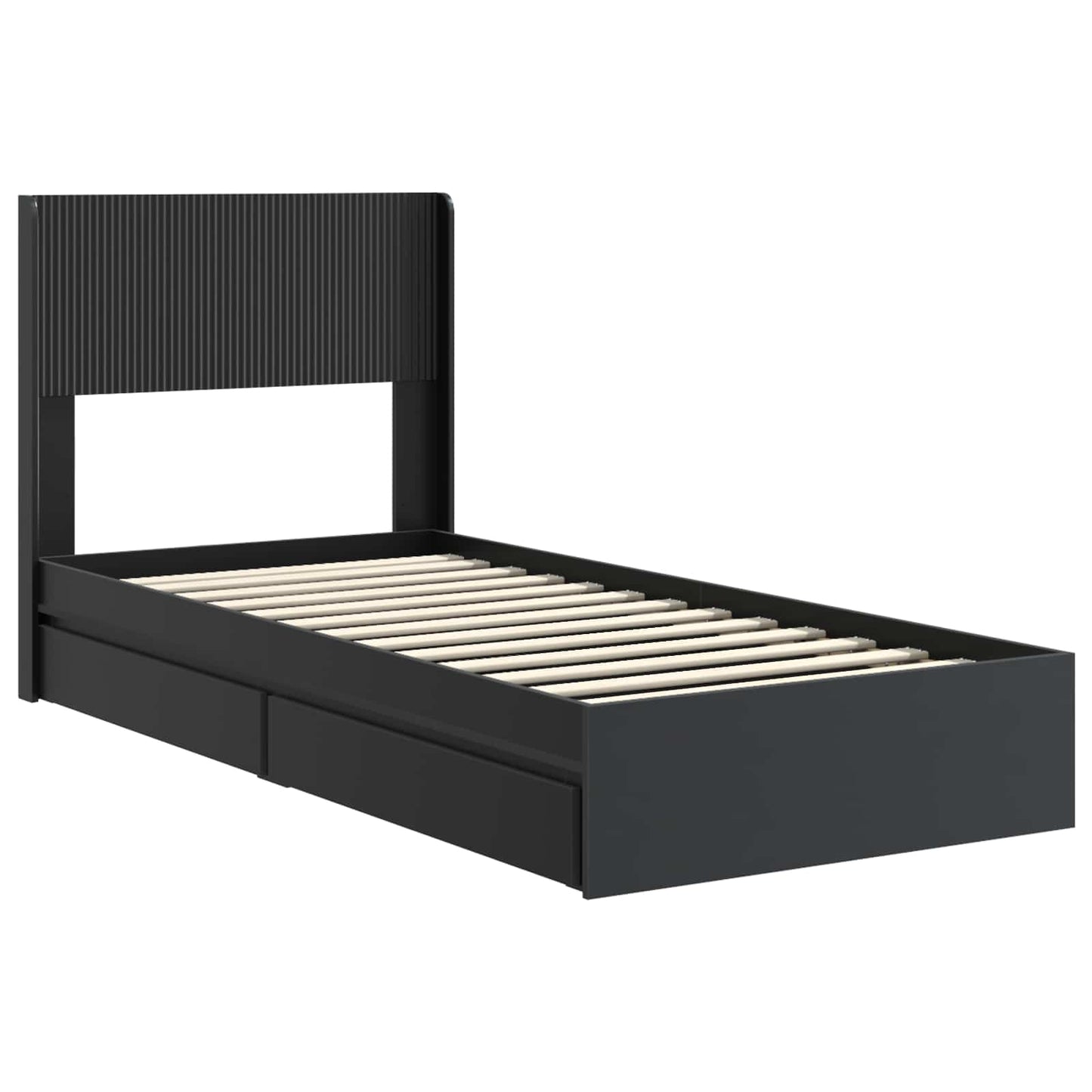 Bed Frame with Storage and Headboard Black 90 x 190 cm