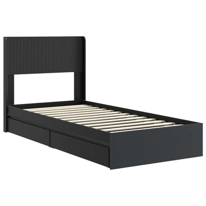 Bed Frame with Storage and Headboard Black 90 x 190 cm