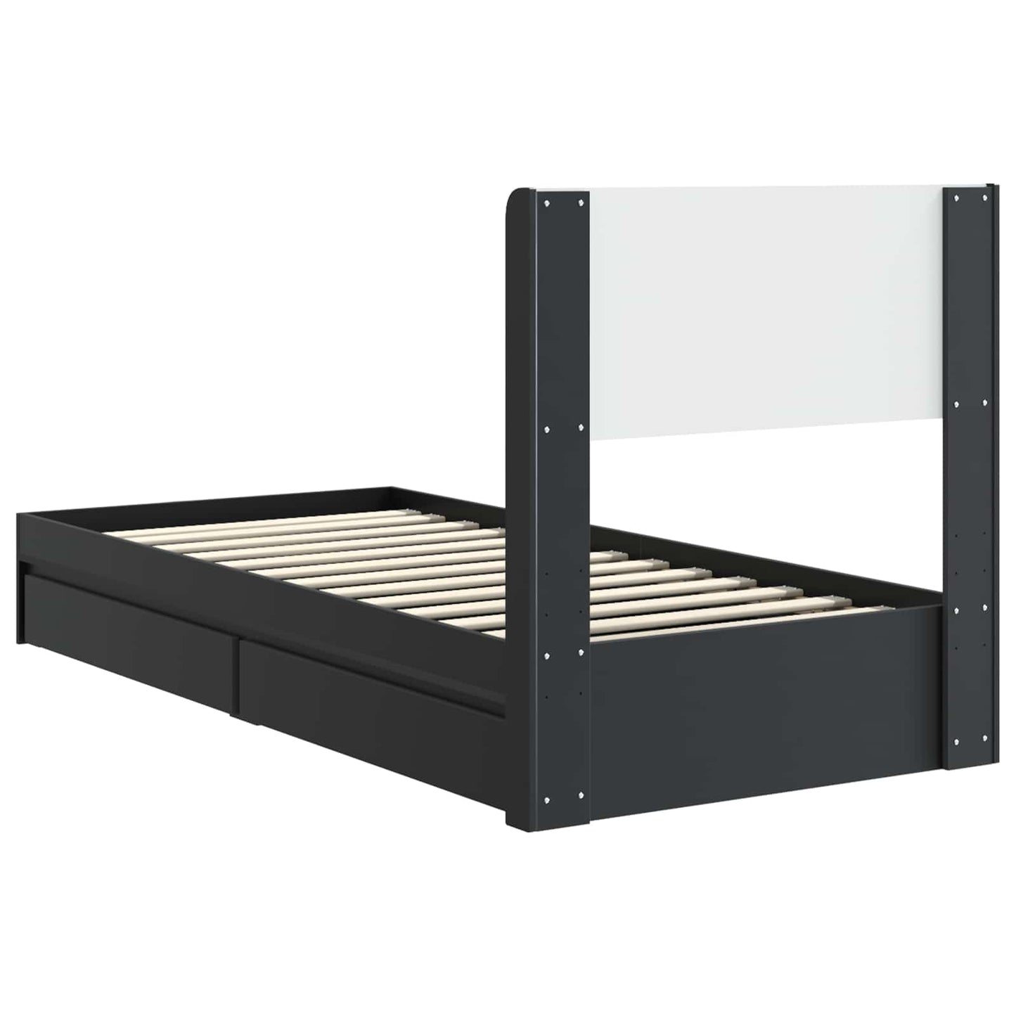 Bed Frame with Storage and Headboard Black 90 x 190 cm