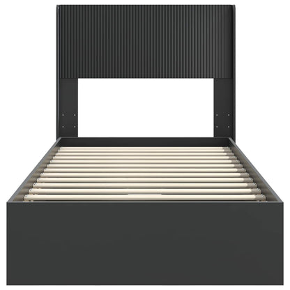 Bed Frame with Storage and Headboard Black 90 x 190 cm