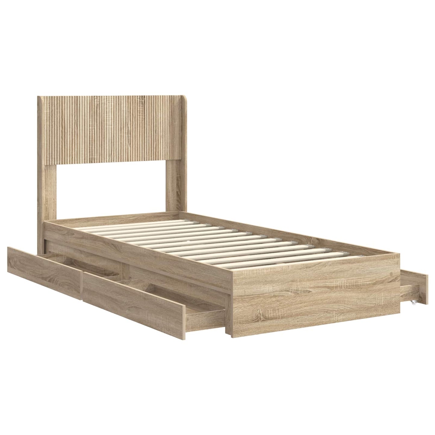 Bed Frame with Storage and Headboard Sonoma Oak 90 x 190 cm