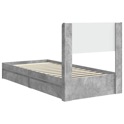 Bed Frame with Storage and Headboard Concrete Grey 90 x 190 cm
