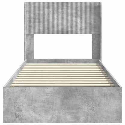 Bed Frame with Storage and Headboard Concrete Grey 90 x 190 cm