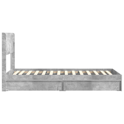 Bed Frame with Storage and Headboard Concrete Grey 90 x 190 cm