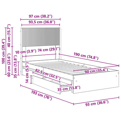 Bed Frame with Storage and Headboard 3 pcs Engineered Wood