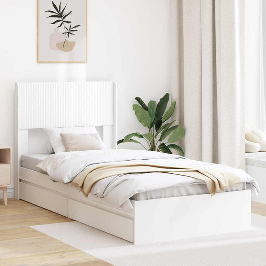 Bed Frame with Storage and Headboard White 75 x 190 cm