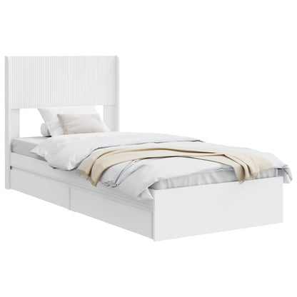 Bed Frame with Storage and Headboard White 75 x 190 cm