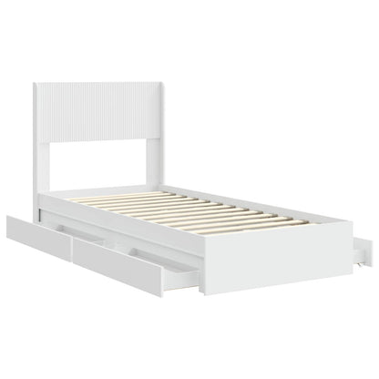Bed Frame with Storage and Headboard White 75 x 190 cm