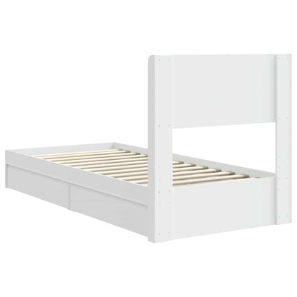 Bed Frame with Storage and Headboard White 75 x 190 cm