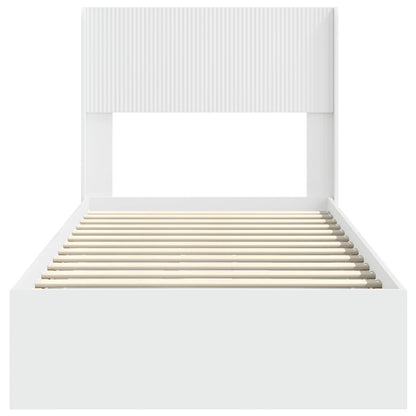 Bed Frame with Storage and Headboard White 75 x 190 cm