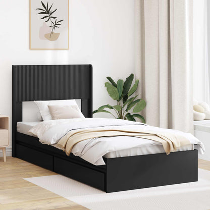 Bed Frame with Storage and Headboard Black 75 x 190 cm