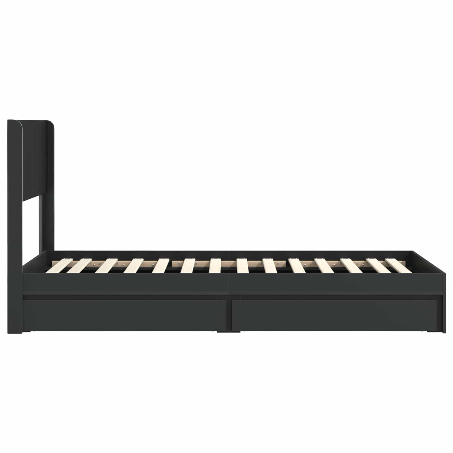Bed Frame with Storage and Headboard Black 75 x 190 cm
