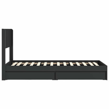 Bed Frame with Storage and Headboard Black 75 x 190 cm