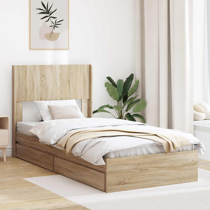Bed Frame with Storage and Headboard Sonoma Oak 75 x 190 cm